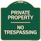Signmission Designer Series Sign-No Trespassing, Green Heavy-Gauge Aluminum, 18" H, G-1818-9811 A-DES-G-1818-9811 - alternate 1